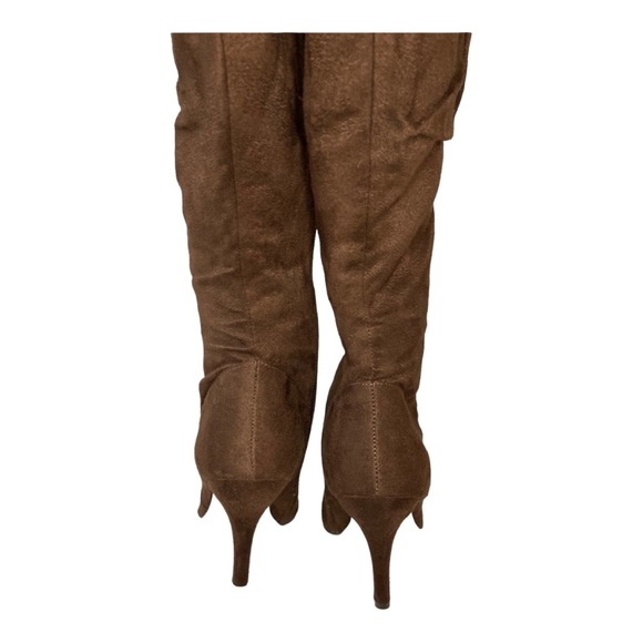 PIERRE DUMAS “Elvis 1” Chocolate Brown Suede High Heel Pointed Toe Tall Boots,8M - Picture 7 of 13